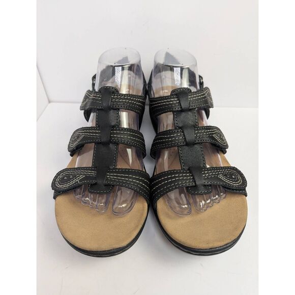 Clarks Laurieann Vine Black leather strappy slingback comfort sandals womens 9 - Picture 7 of 9